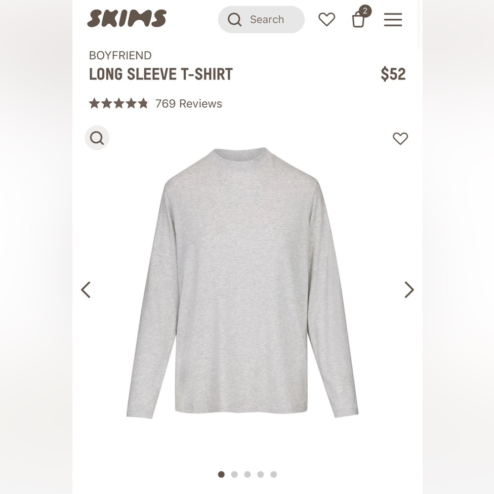 NWT Skims Boyfriend Long Sleeve T Shirt